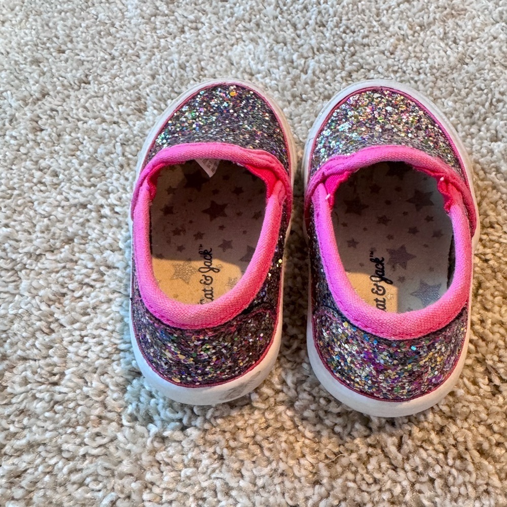 Cat & Jack toddler girl glitter slip on shoes loafers size 5 - Picture 2 of 8